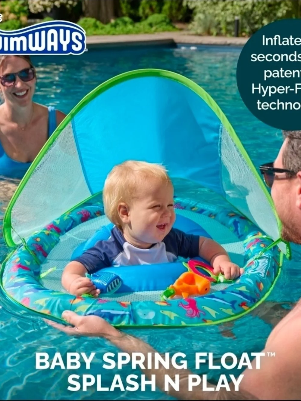 Swimways Blue Baby SpringFloat with Sunshade